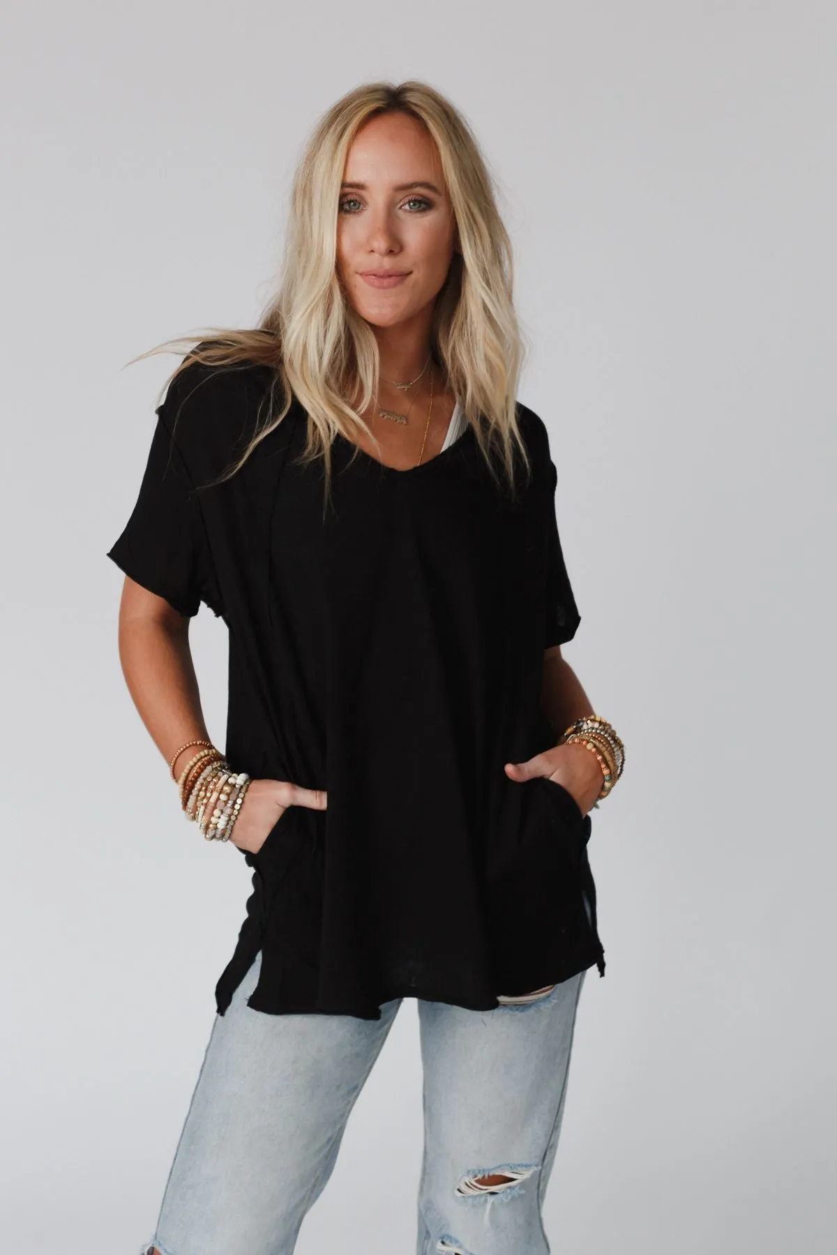 Castaway Oversized Top - Black