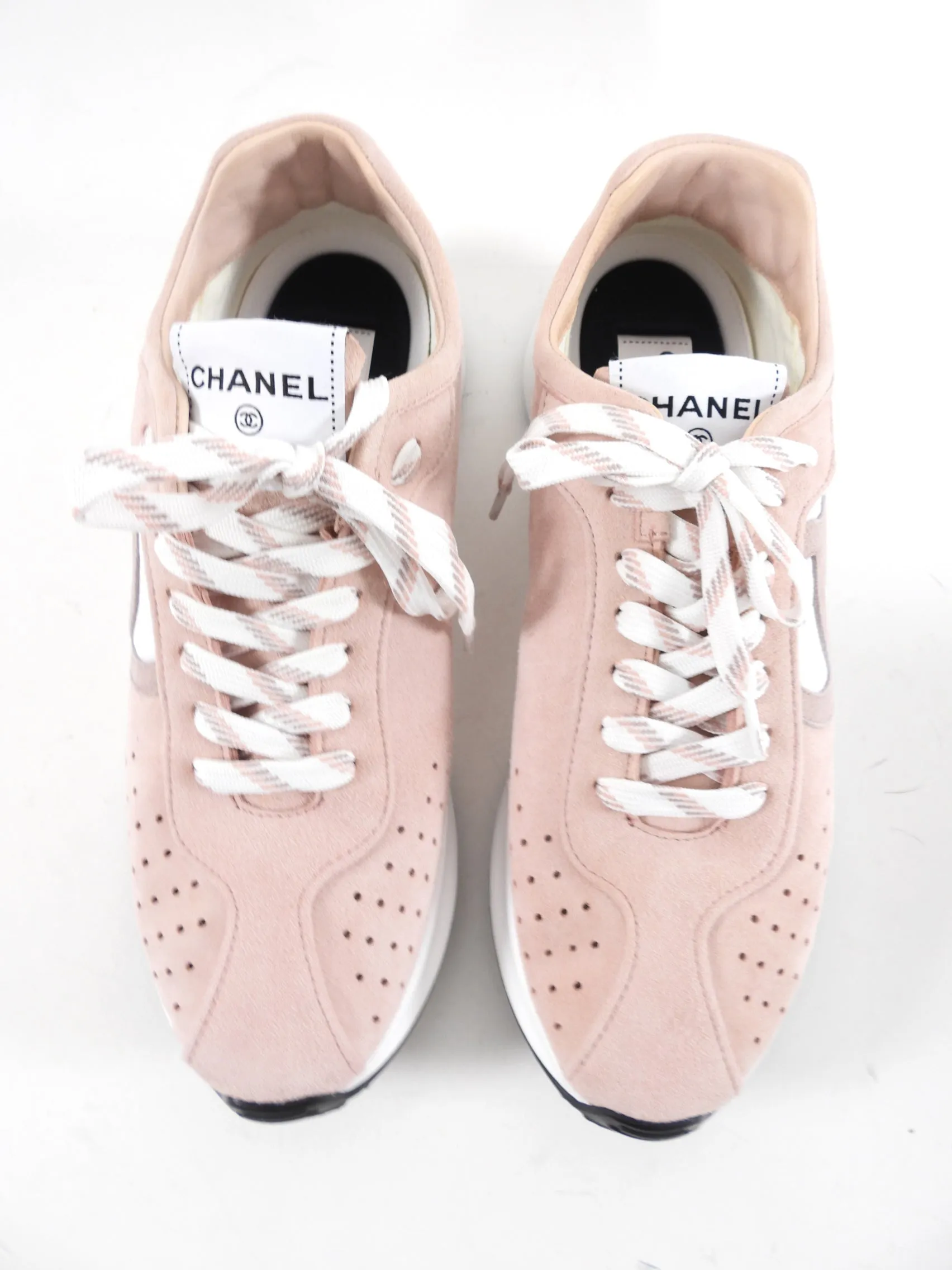 Chanel G39074 Light Pink Suede CC Sneakers - 40.5 / 39.5