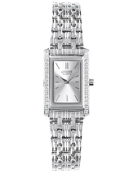 Citizen Quartz Ladies Crystal Dress Watch - Silver-Tone Dial - Steel Bracelet