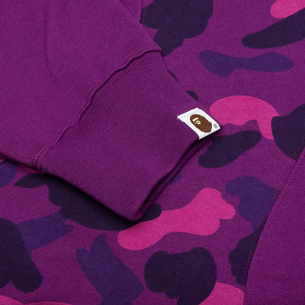 Color Camo College Cutting Relaxed Fit Hoodie - Purple