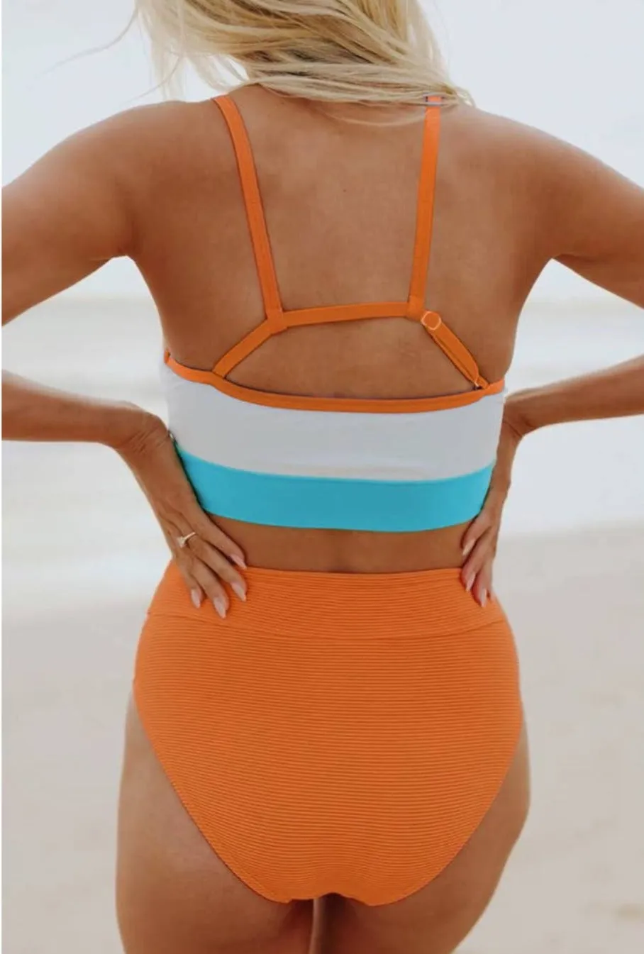 Colorblock High Waist Bikini Swimsuit