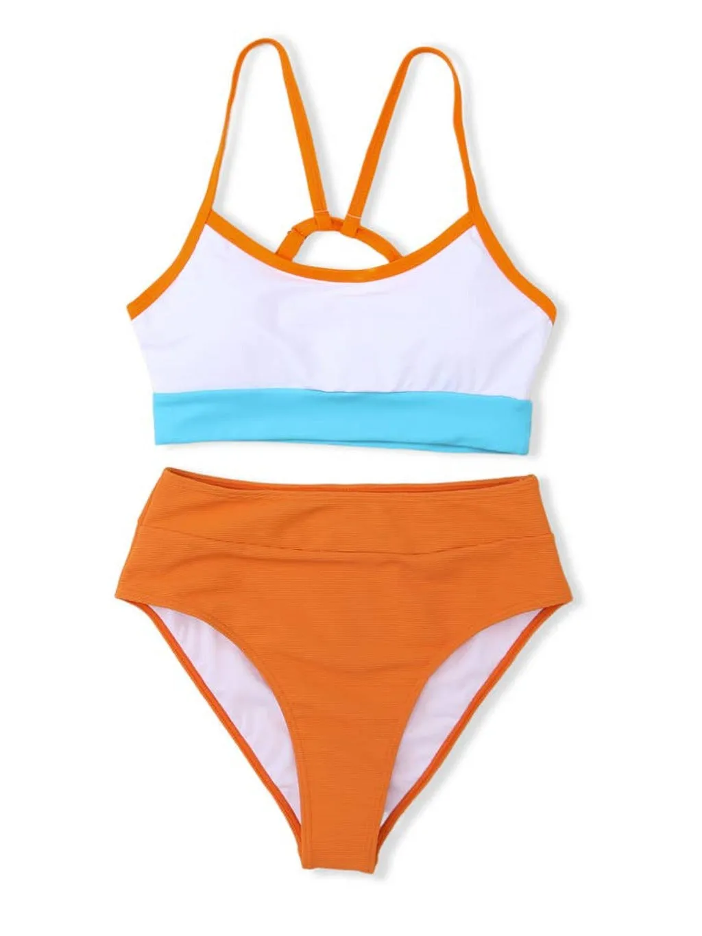 Colorblock High Waist Bikini Swimsuit