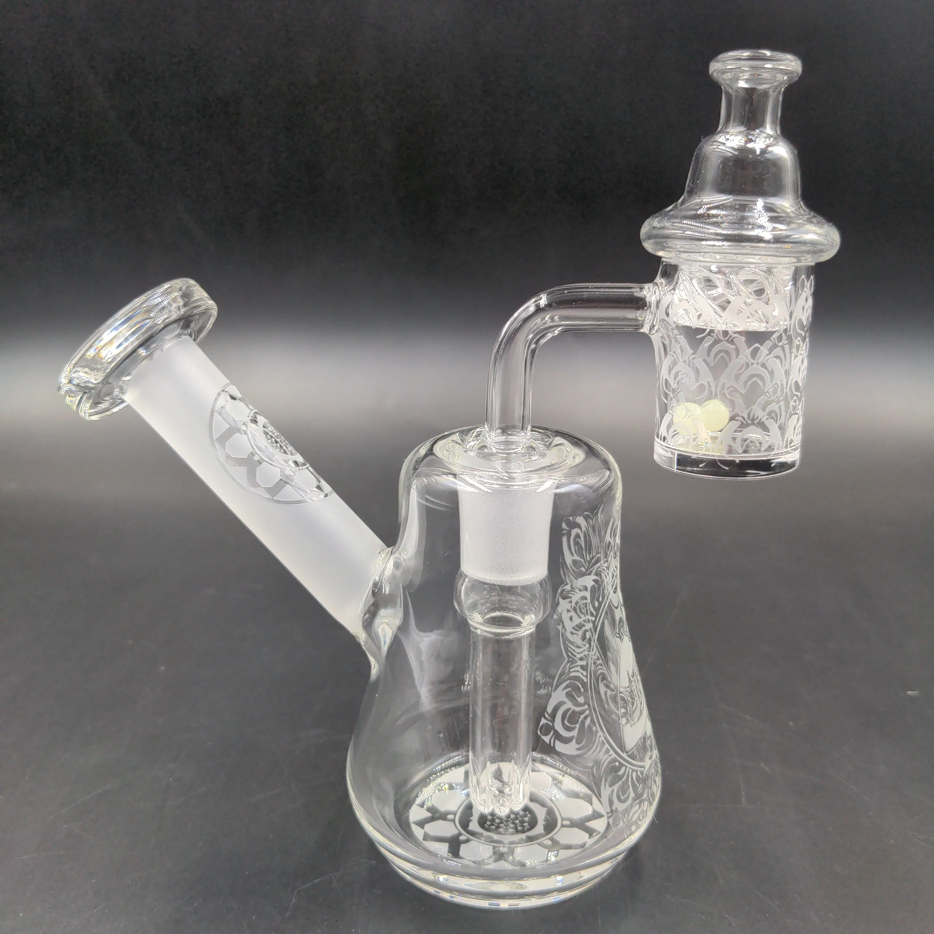 Compact Travel Etched Dab Rig Set | 5.5 | 14mm