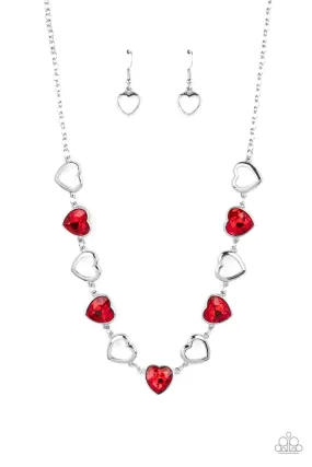 Contemporary Cupid Red Heart Necklace - Paparazzi Accessories