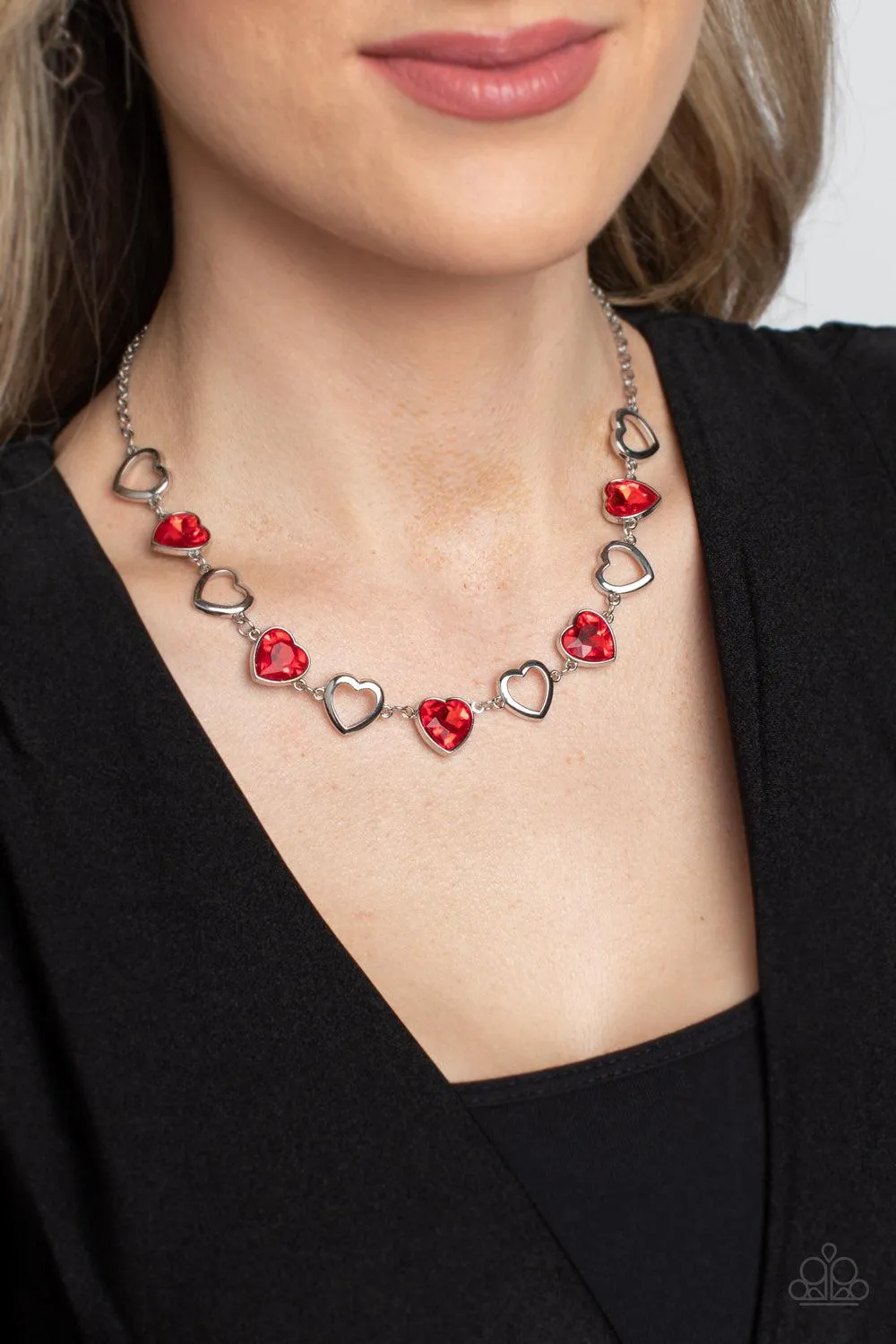 Contemporary Cupid Red Heart Necklace - Paparazzi Accessories