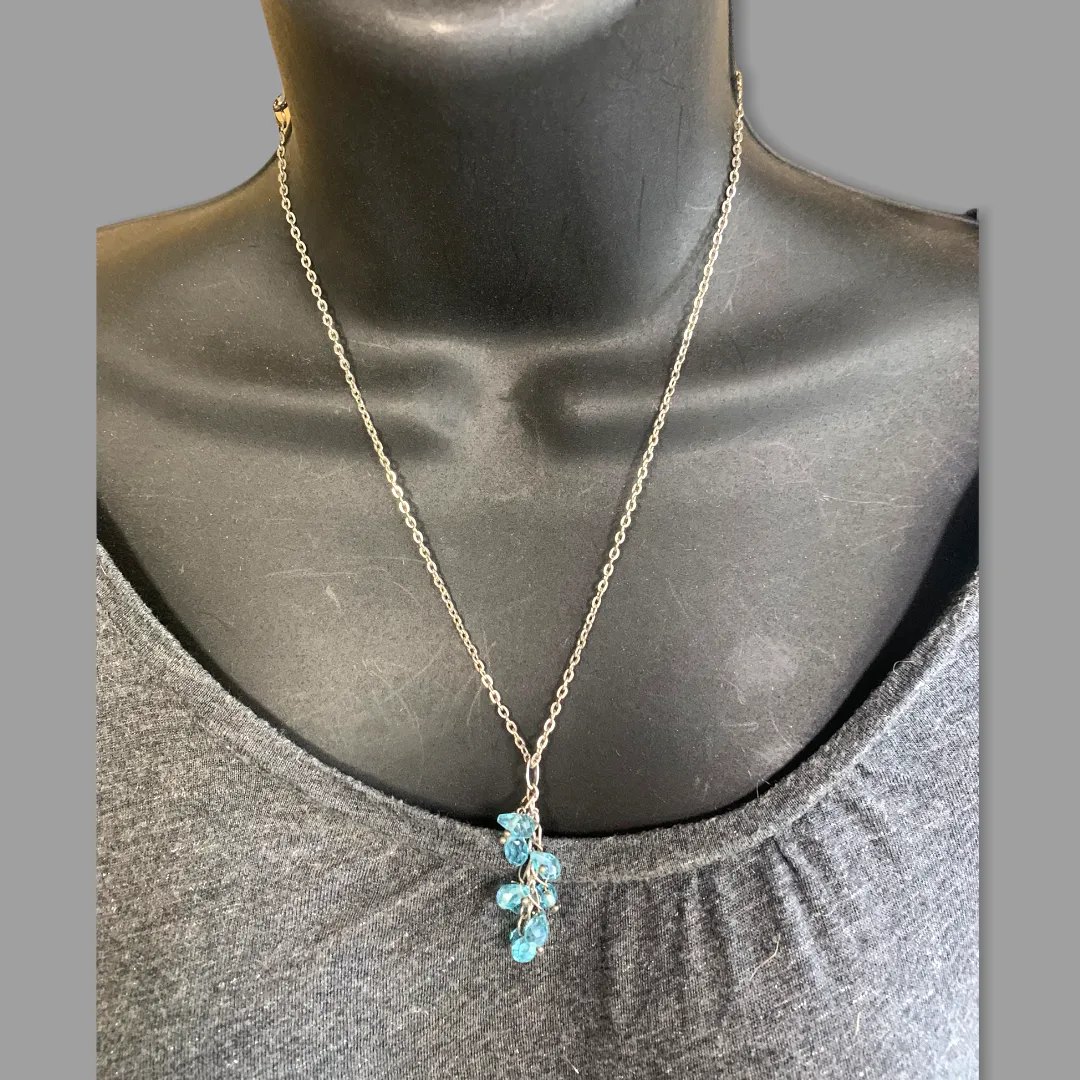 Crystal Aqua Crystal Cluster Necklace