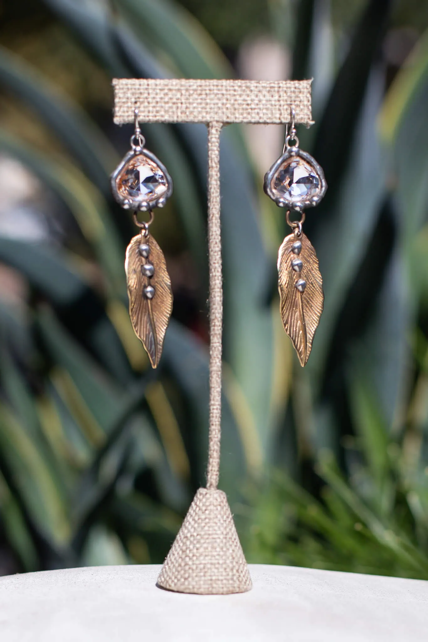 Crystal Leaf Drop Earrings