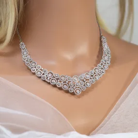 Cz Bridal V shaped Elegance Choker Necklace Set , Long Bridal Jewelry, Bridal Necklace, Statement Necklace Cz Necklace Set.