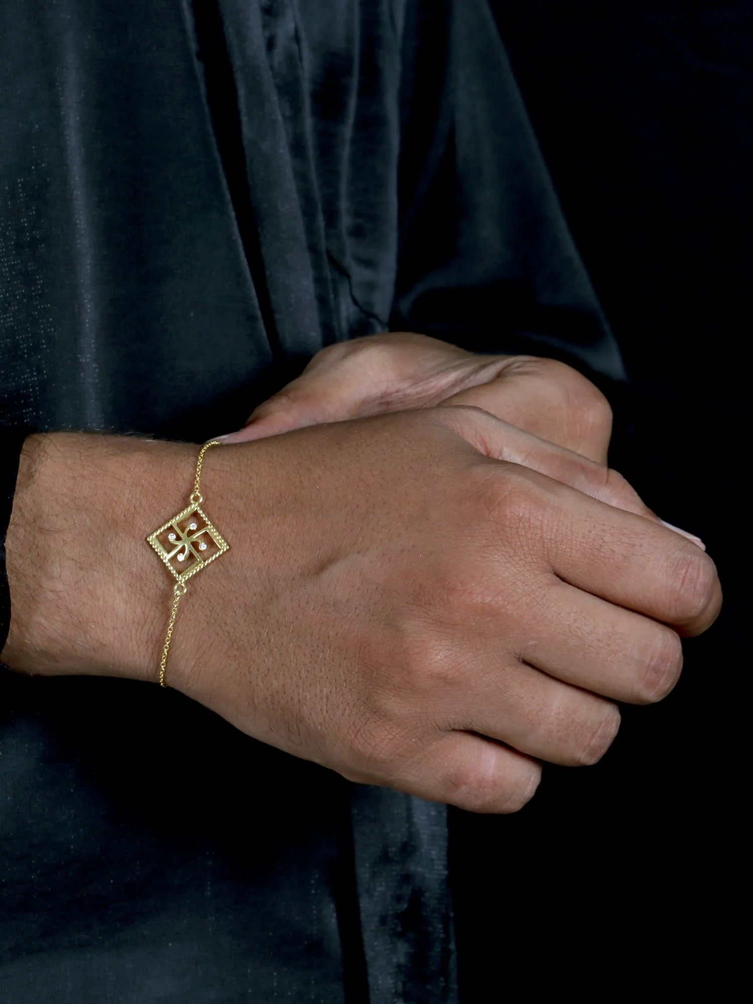 Deal Of The Month - 925 Sterling Silver Swastik Bracelet For Him