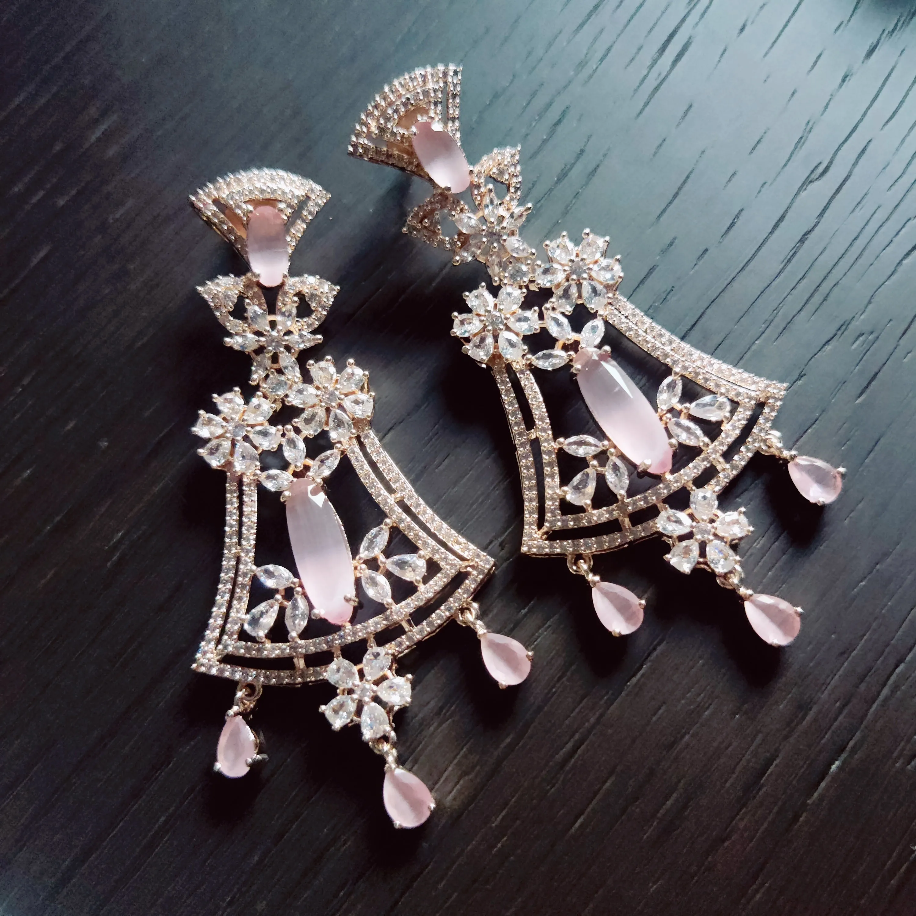 Delightful Mint Pink Rose Gold Earrings