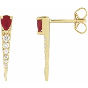 Diamond and Ruby Spike Earrings