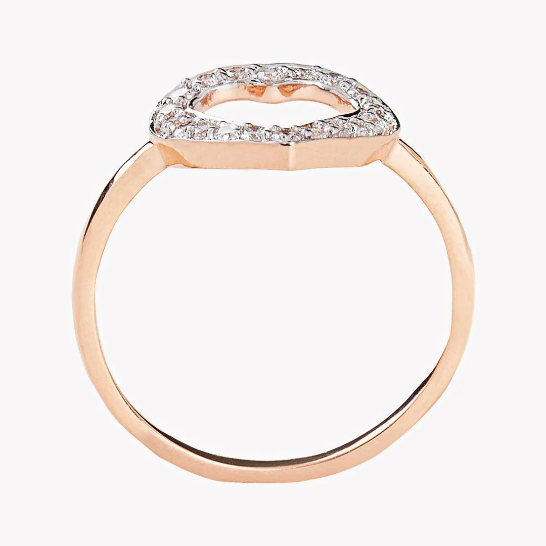 Diamond Open Heart 10k Rose Gold Ring