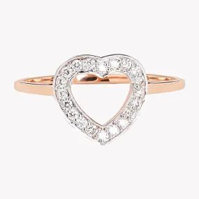 Diamond Open Heart 10k Rose Gold Ring