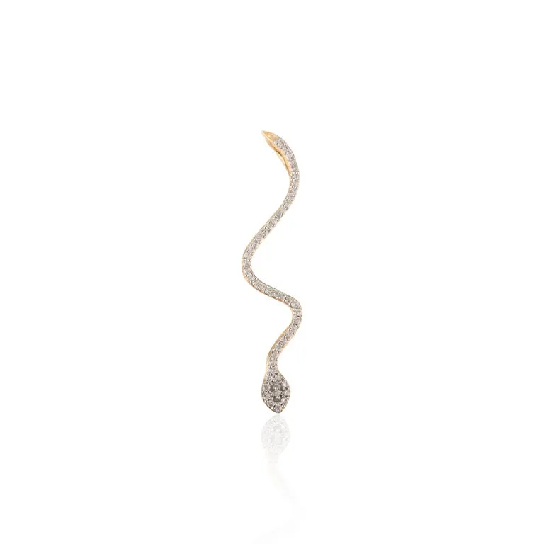 Diamond Serpent Snake 18k Yellow Gold Pendant