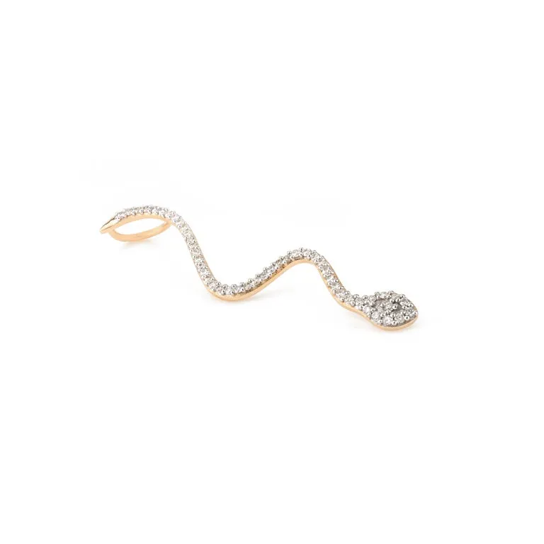 Diamond Serpent Snake 18k Yellow Gold Pendant