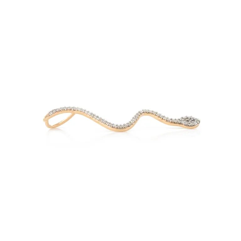 Diamond Serpent Snake 18k Yellow Gold Pendant