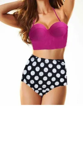 Dots Print High Waist  Bikini Set