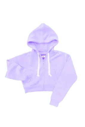 Dylan Zip Crop Hoody- Lilac