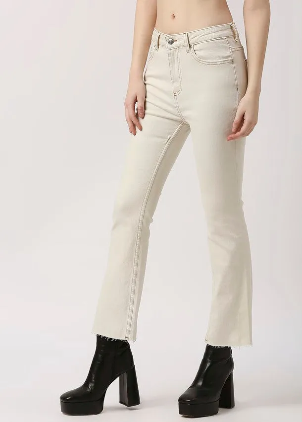 Ecru Phoenix Cropped Flare Jeans