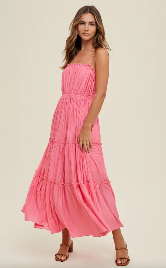 Ellie Pleated Tiered Maxi Dress