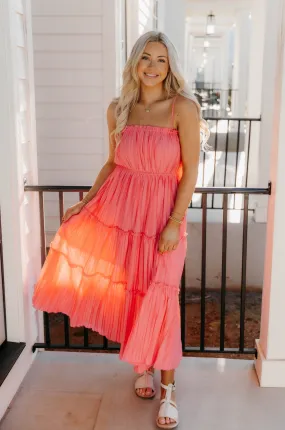 Ellie Pleated Tiered Maxi Dress