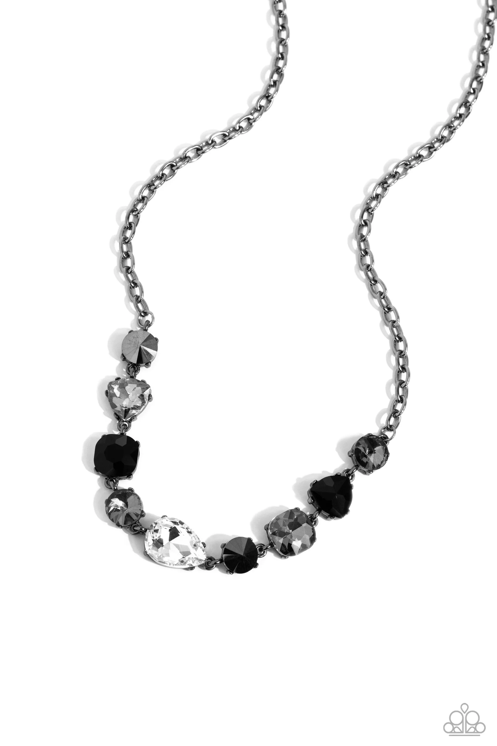 Emphatic Edge Black & White Gem Necklace - Paparazzi Accessories