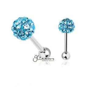 Ferido Crystal Disco Ball Top with Surgical Steel Tragus Barbell-Aqua