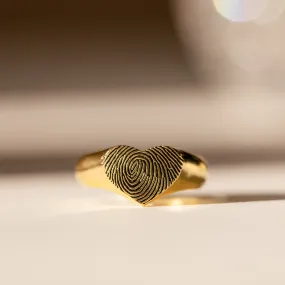 Fingerprint Heart Signet Ring