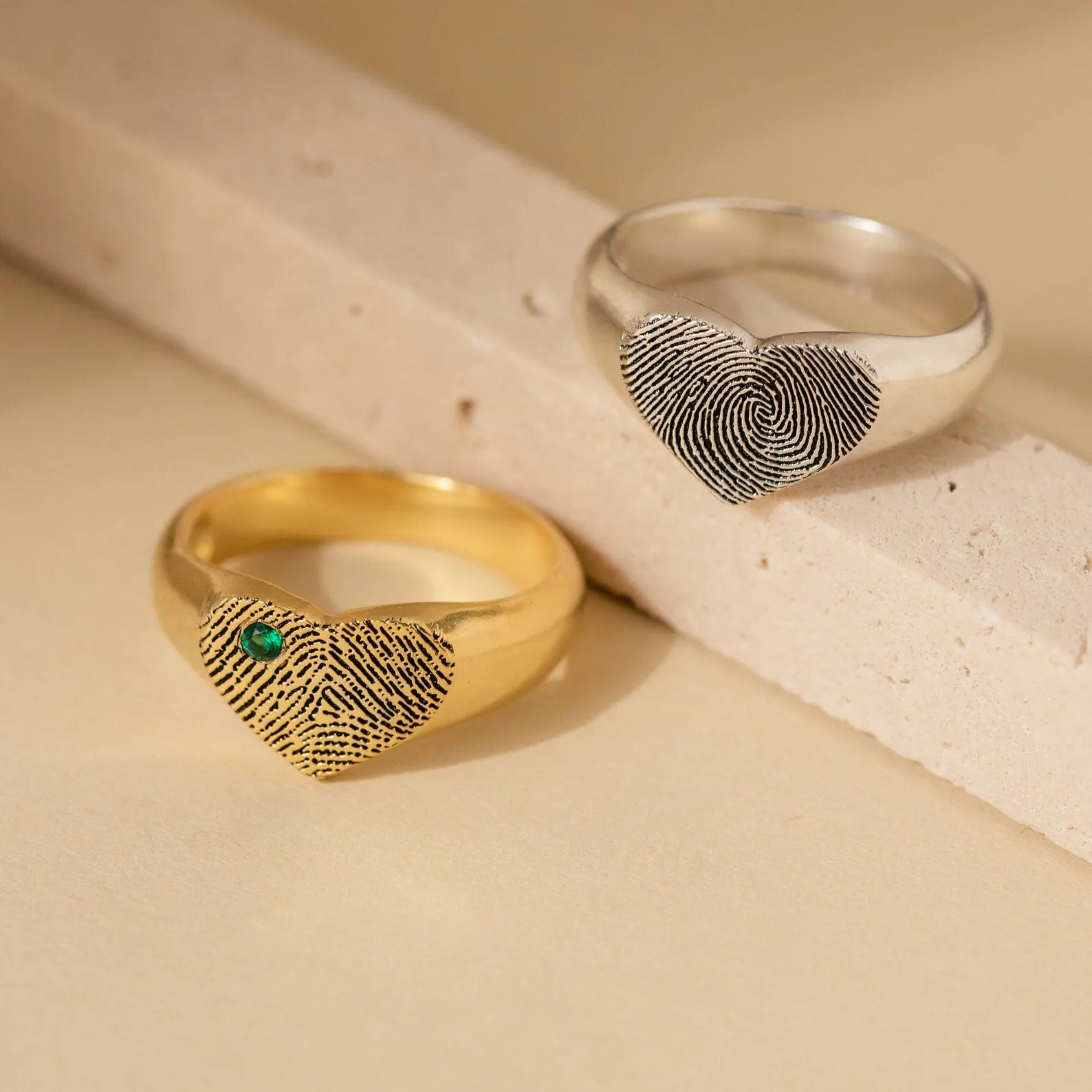 Fingerprint Heart Signet Ring