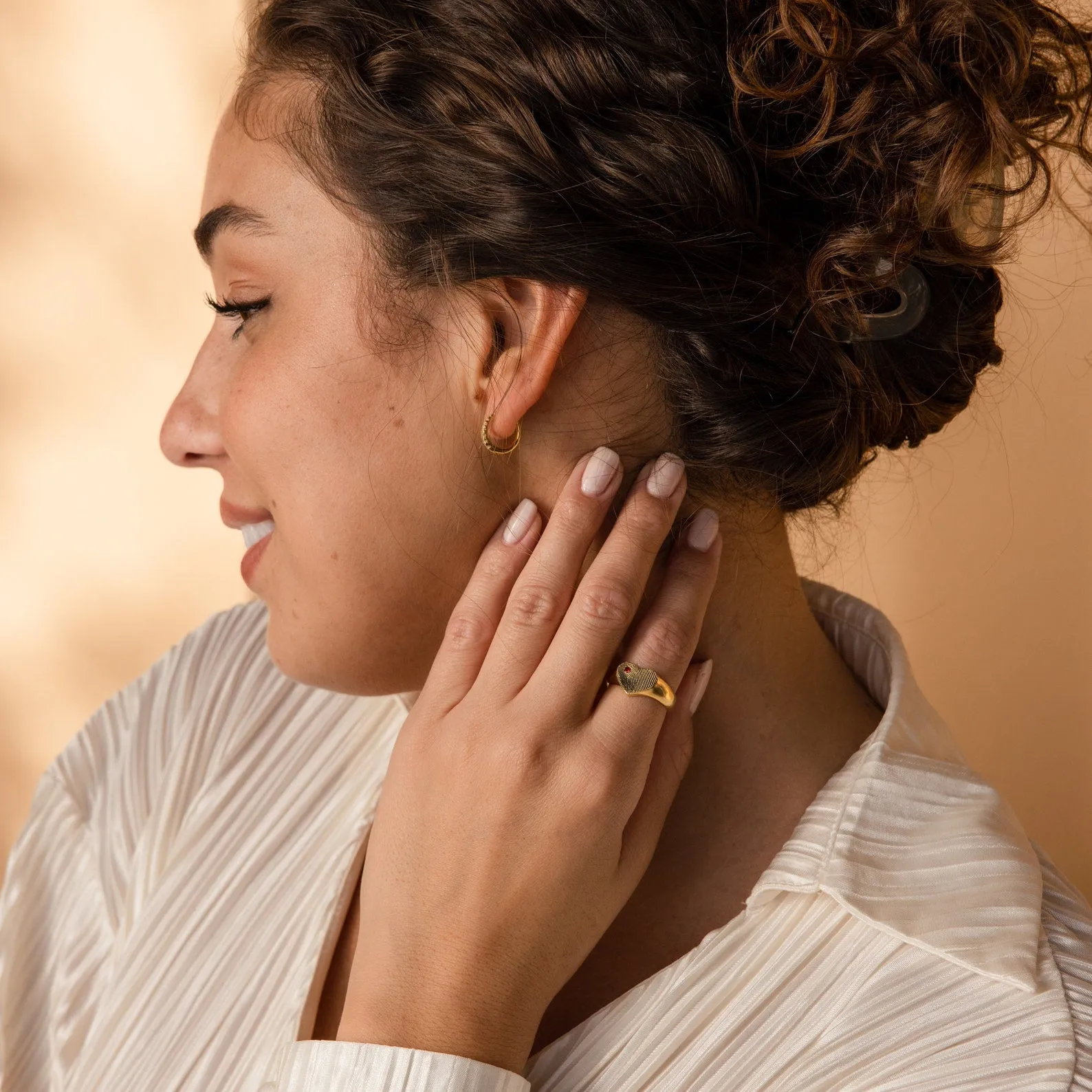 Fingerprint Heart Signet Ring