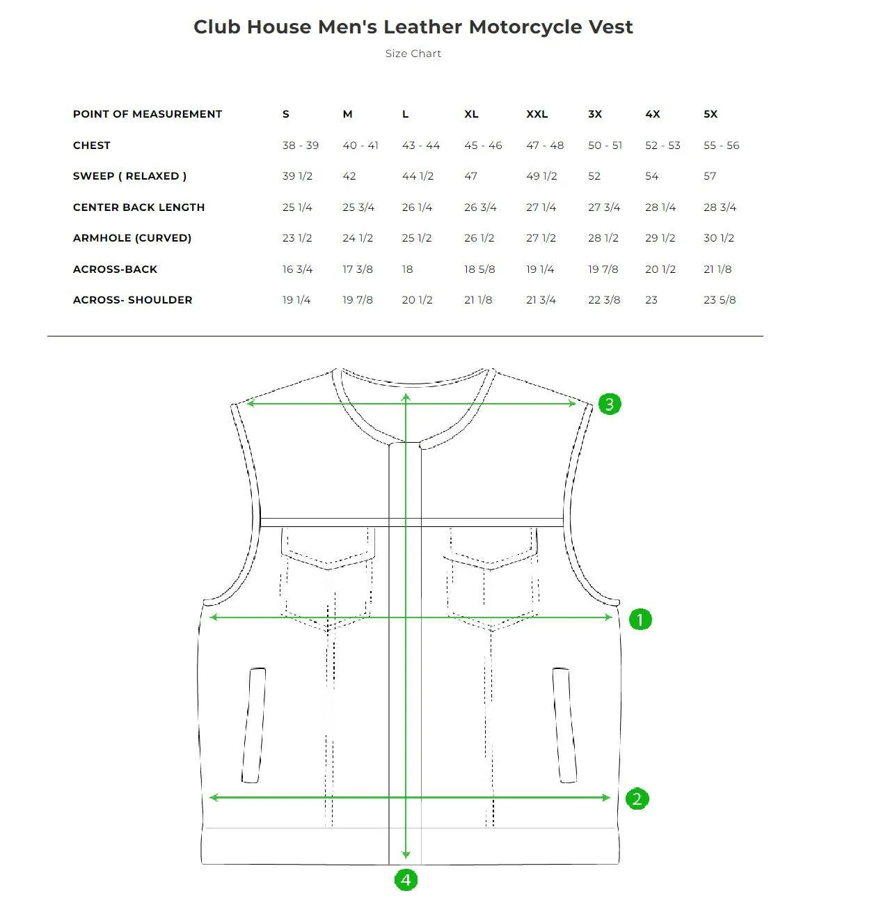 First Mfg Mens Club House Zip Front Leather Motorcycle Vest