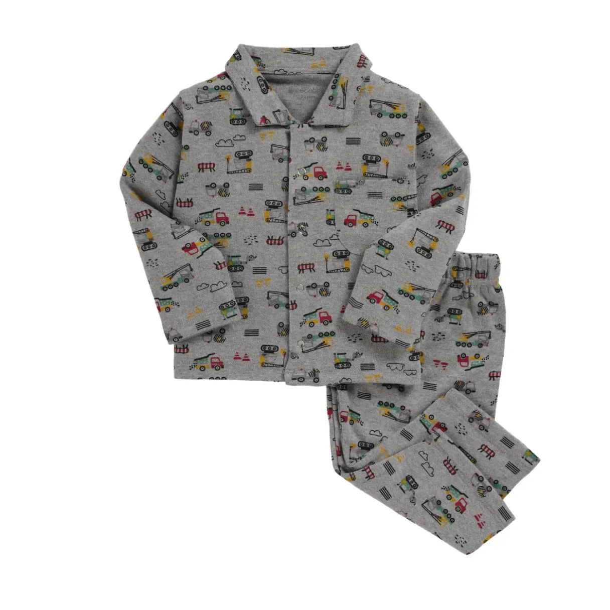 Full sleeve graphic pattern in light grey pajama set for baby