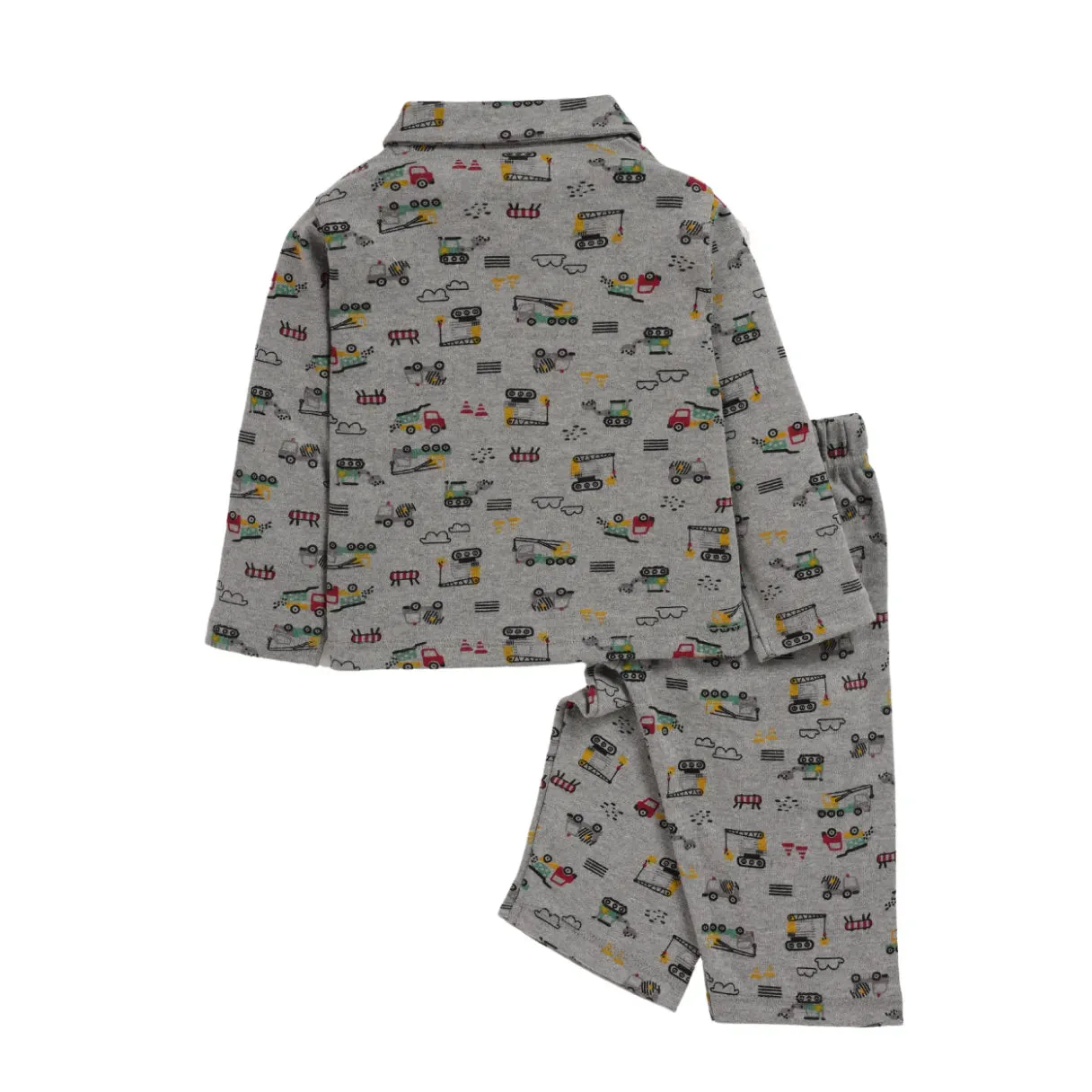 Full sleeve graphic pattern in light grey pajama set for baby