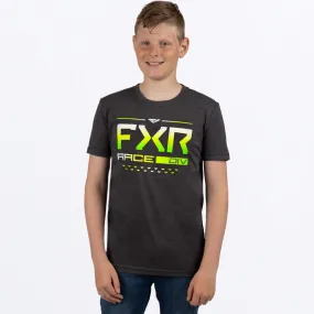 FXR Youth Race Division Tee Char Heather/Glow Stick