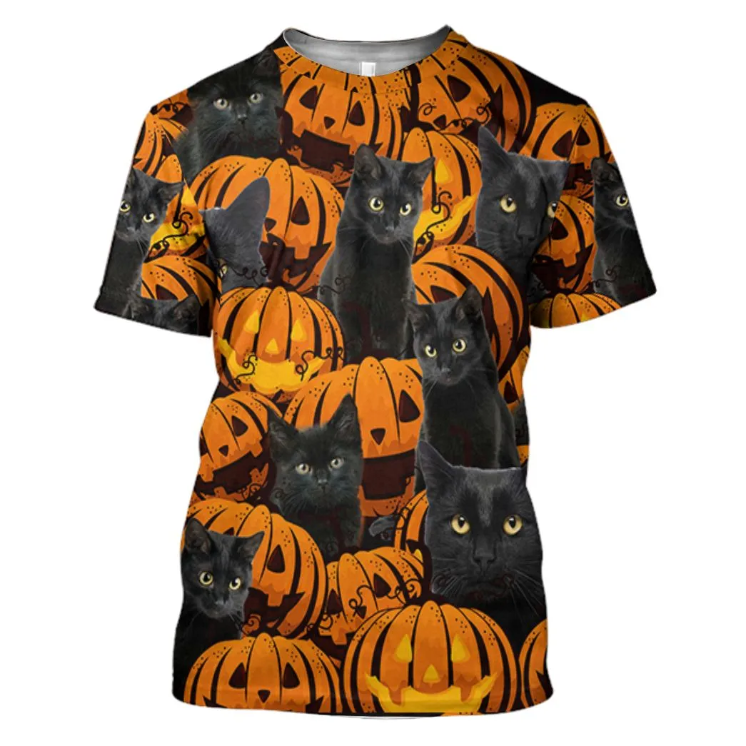 Gearhuman 3D Black Cat And Pumpkin Tshirt Hoodie Apparel