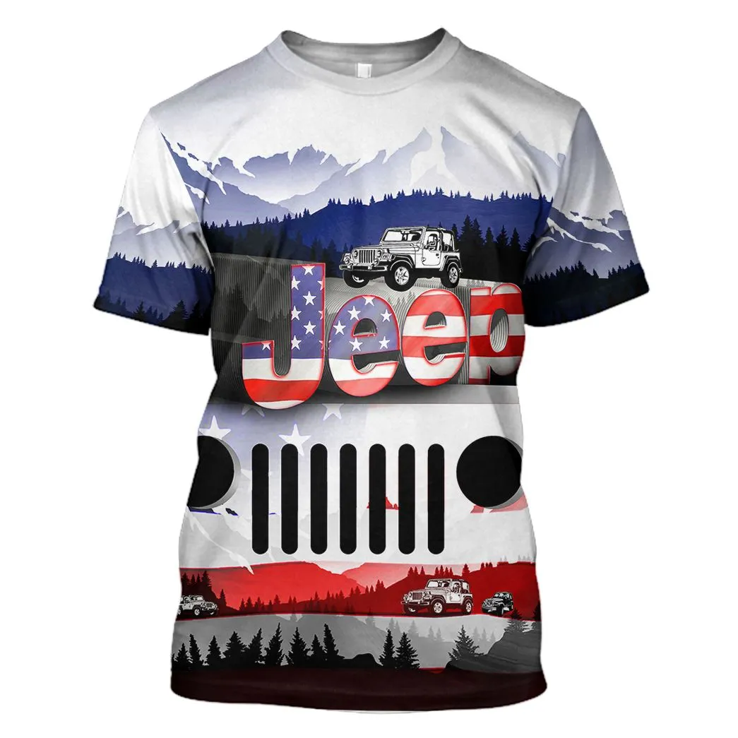 Gearhuman 3D Jeep American Flag Tshirt Hoodie Apparel