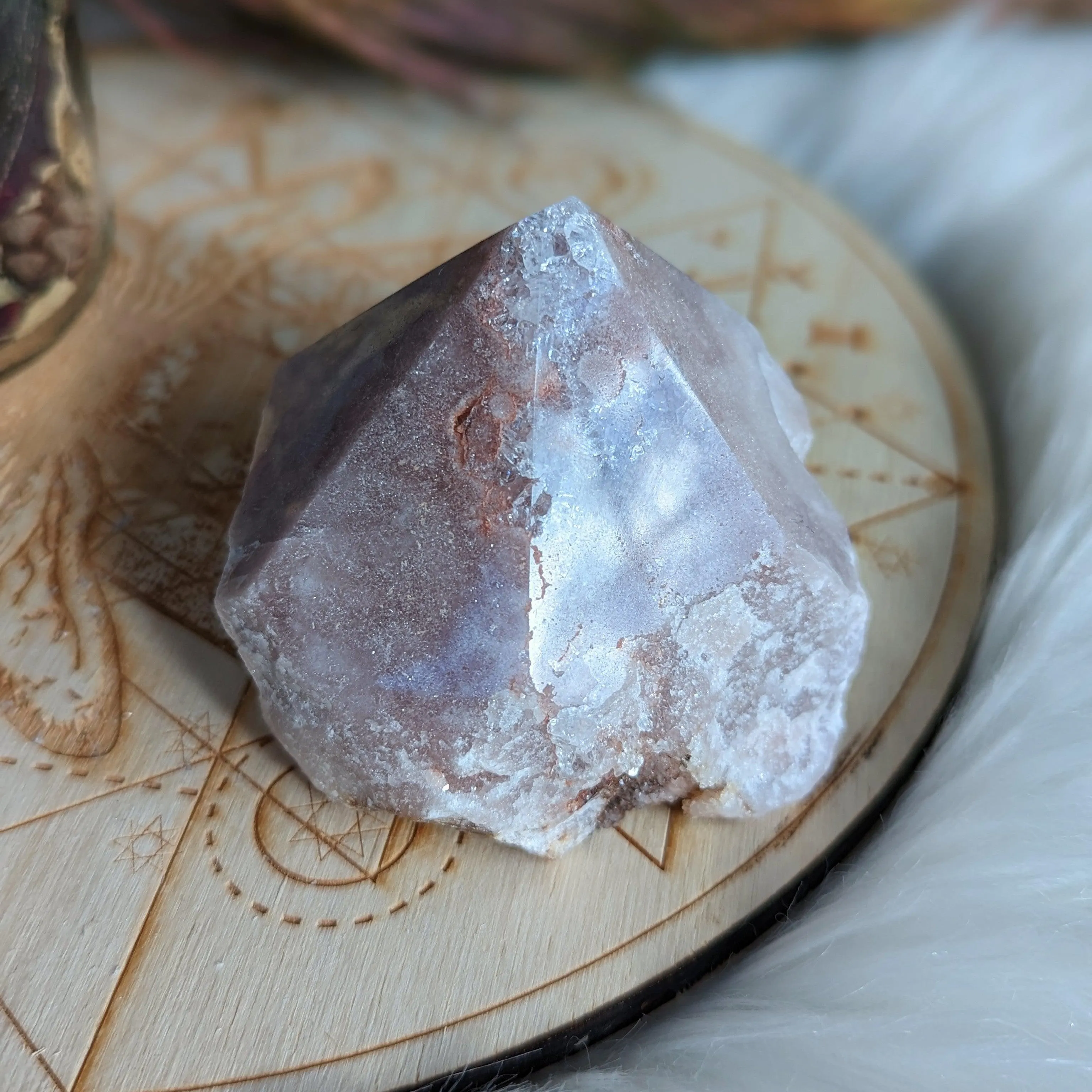 GEMMY Pink Amethyst Point #3 with Druze ~ Grid Focal Point for Healing Energies