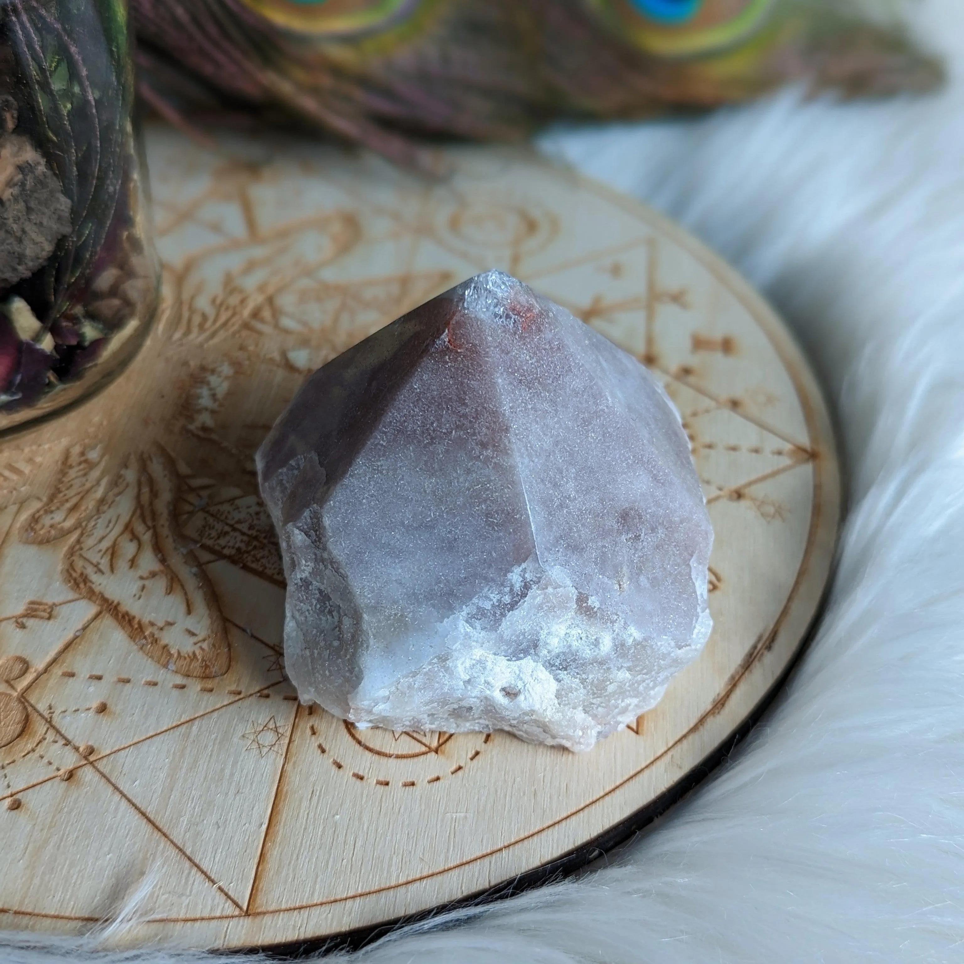 GEMMY Pink Amethyst Point #3 with Druze ~ Grid Focal Point for Healing Energies