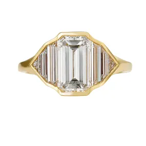 Geometric Engagement Ring with an Emerald Cut Diamond - OOAK