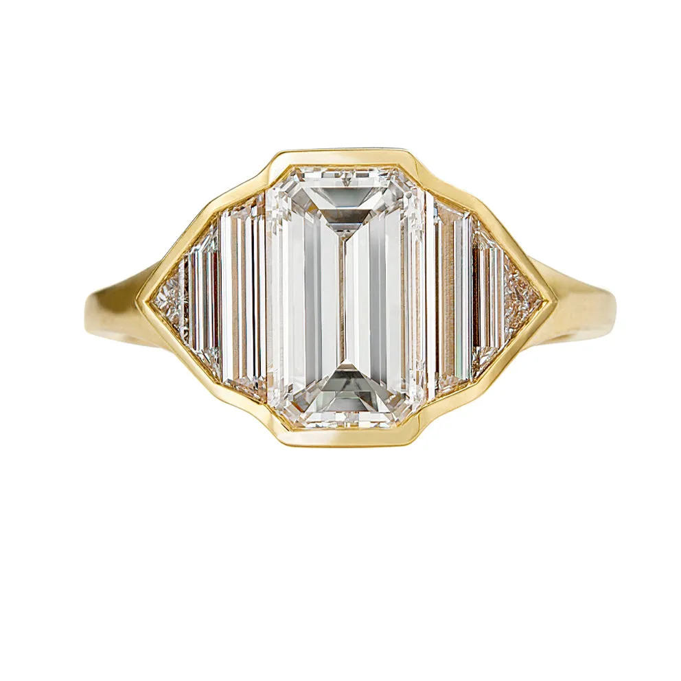 Geometric Engagement Ring with an Emerald Cut Diamond - OOAK