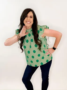 Green Polka Dot Top