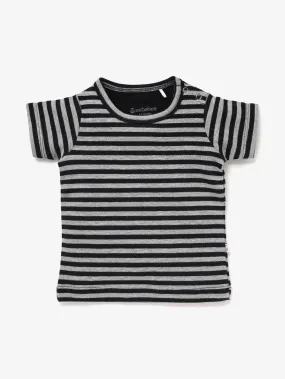 Half sleeve black & gray stripe pattern t-shirt for baby