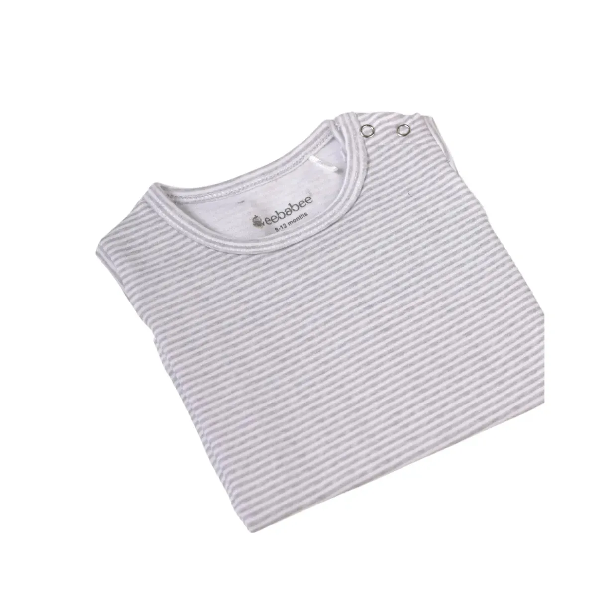 Half sleeve grey stripe pattern t-shirt for baby