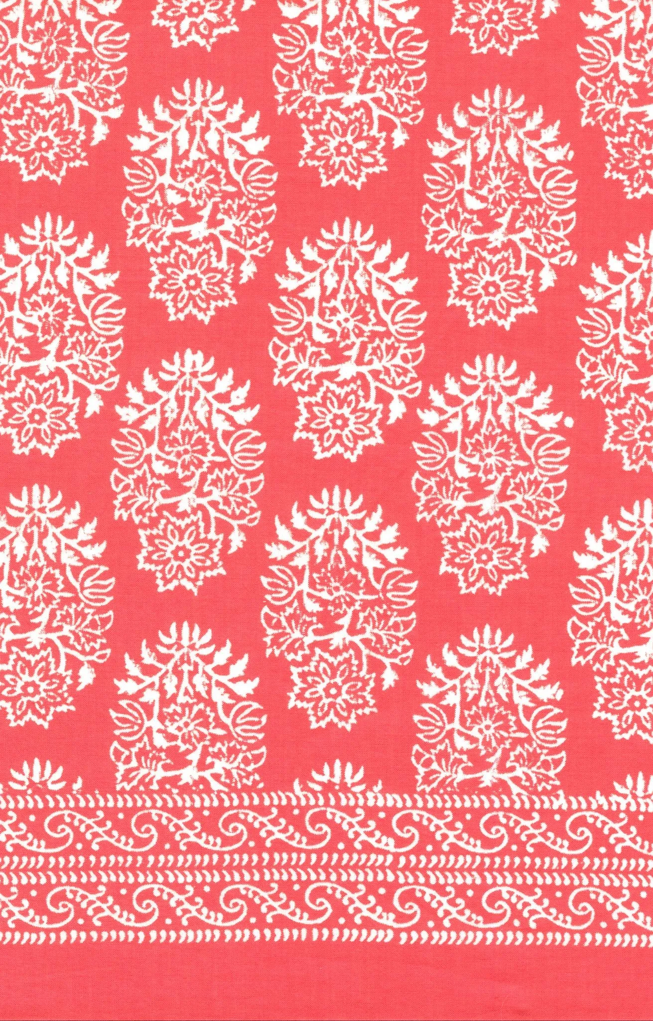 Hand Block Printed Scarf - Coral Motif