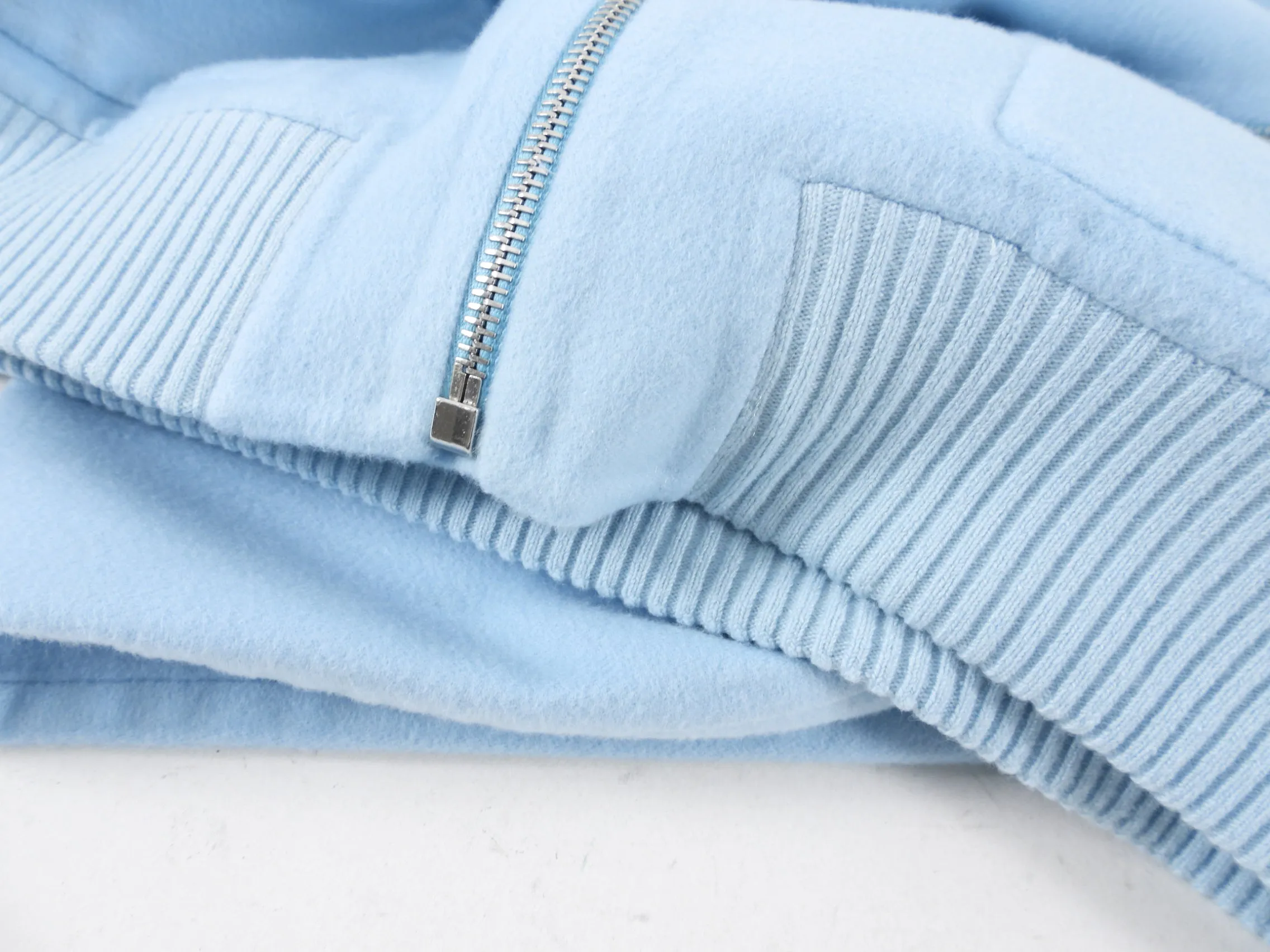 Hermes Pale Blue Cashmere Zip Jacket - FR34