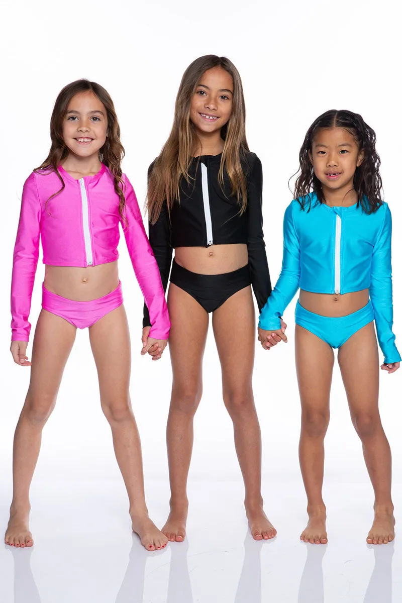 High Shine Plus Cropped Zip Rashguard & Bottom - Barbie Pink