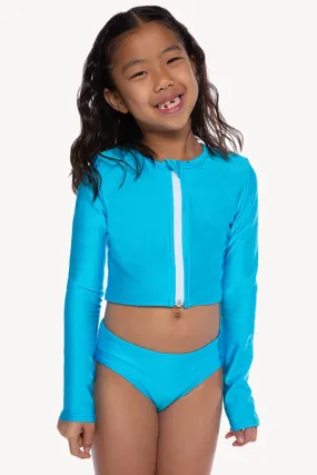 High Shine Plus Cropped Zip Rashguard & Bottom - Neon Aqua