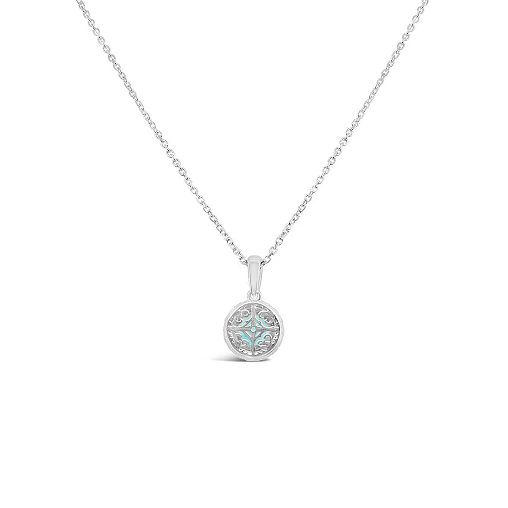 Irisa by Martin Binder Blue Zircon & Diamond Halo Pendant Necklace