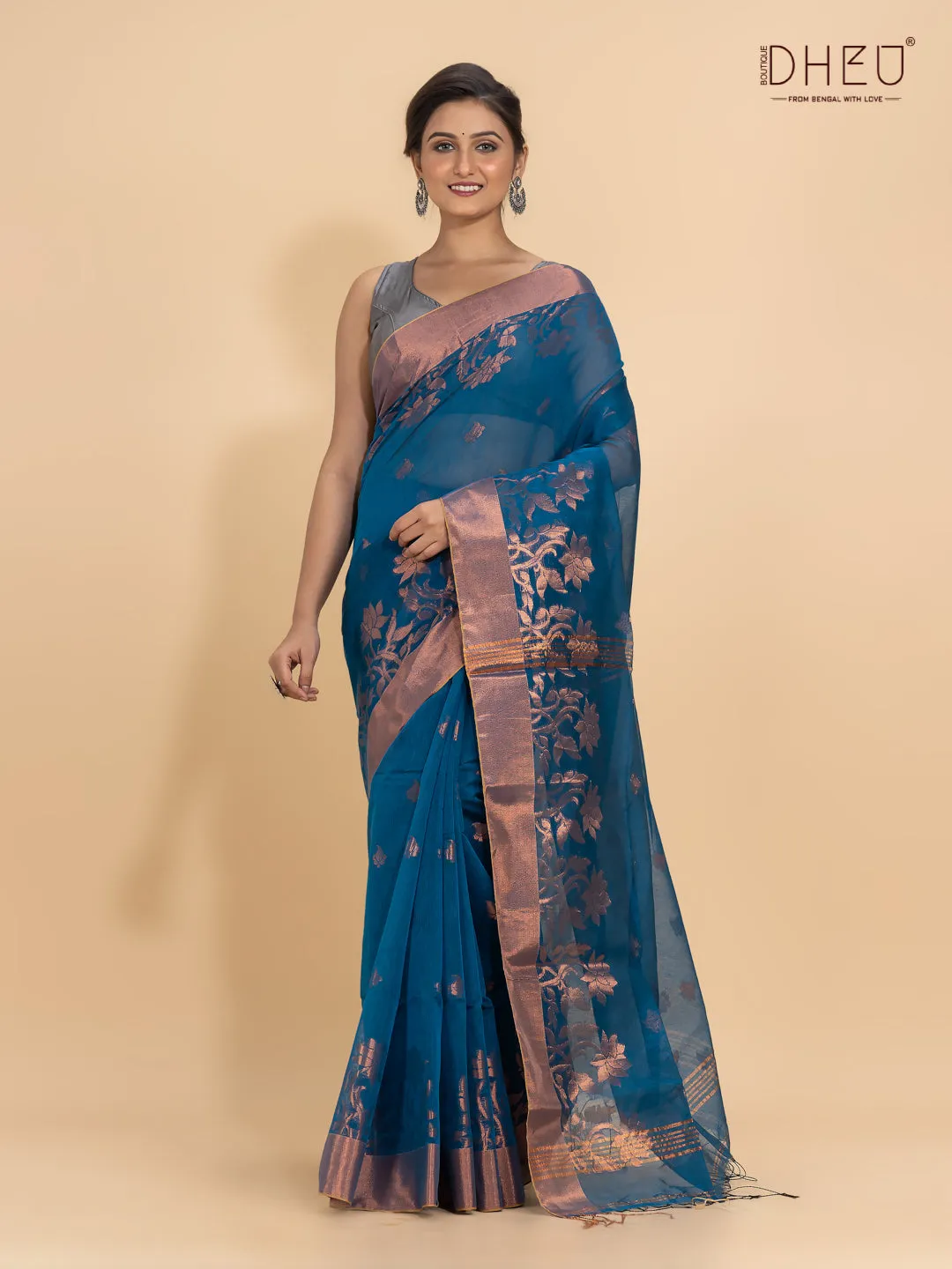 Jamdani Zari Moslin Saree