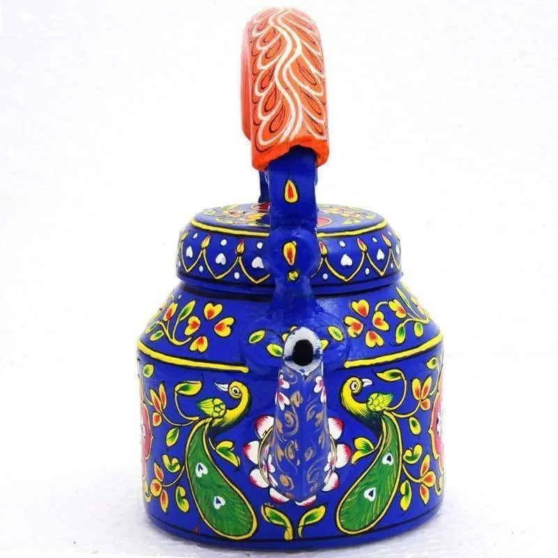 Kaushalam Hand Painted Tea Pot : Peacock Garden